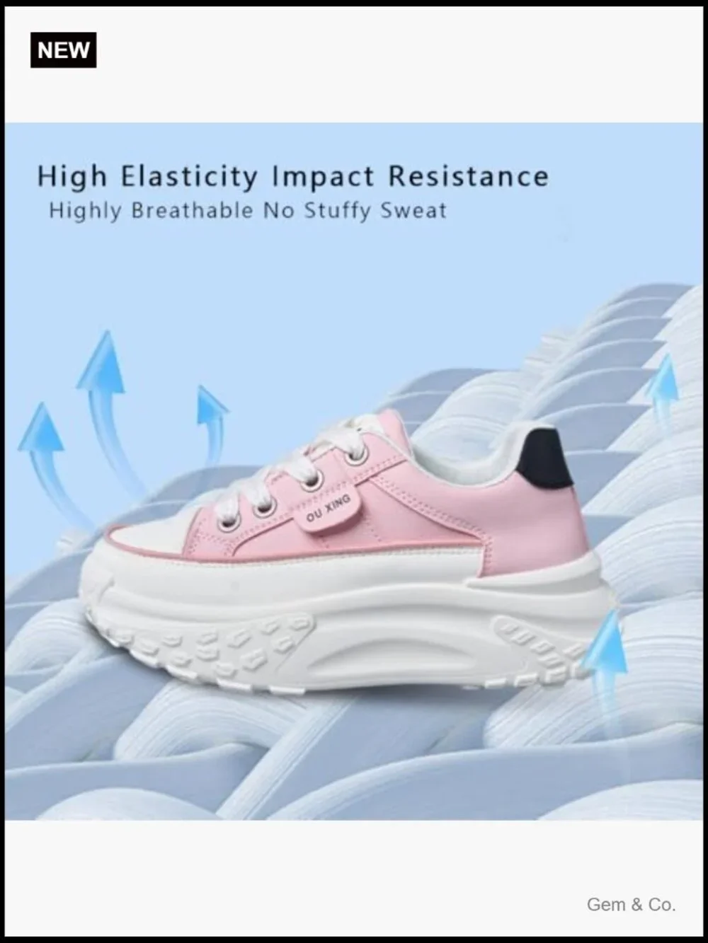 Lace Up Thick Soled Non Slip Breathable Running Shoes